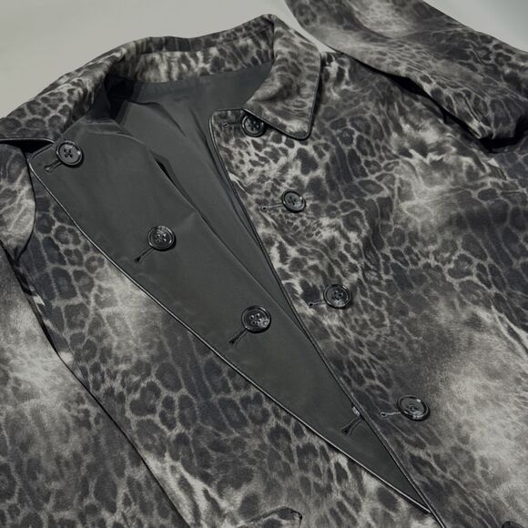 Jane Post Reversible Rain Coat Jacket Black Gray Leopard Print Women’s Size XL - Picture 8 of 16